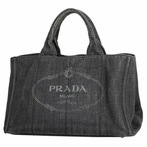 【在庫一掃】 プラダ PRADA カナパトート ２WAY ハンドバッグ トートバッグ デニム ネロ(ブラック) B2642B レディース 【中古】