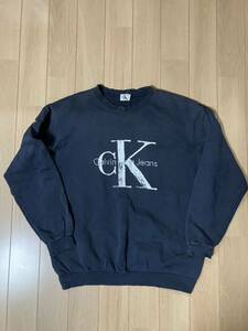 90s カルバンクライン CALVIN KLEIN JEANS ロゴ　 スウェットトレーナー ブラック　black vintage ヴィンテージ USA アメリカ