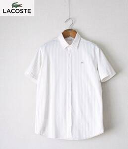 【 LACOSTE ラコステ 】吸汗 速乾 クールマックス ダブルストライプ BIZ 半袖 フルオープン ポロシャツ サイズ5 PH736E 定価\14,300