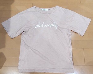 送料無料！ピンクベージュの半袖Tシャツ/綿100％/レディースMサイズ～Lサイズ