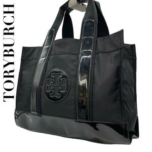 美品　TORYBURCH トリーバーチ　e9　エラ　トートバッグ　エナメル　黒