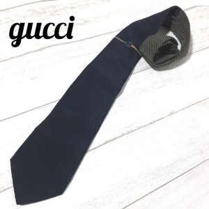 グッチ ヴィンテージ ネクタイ/GUCCI 筆記体ロゴ シルク100％ 伊製