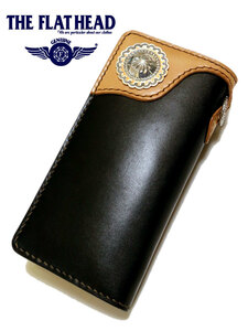 送料無料 THE FLAT HEAD（ザ・フラットヘッド） LONG WALLET 手縫い多脂革 ロング革財布 タン×ブラック FN-WLN1-4SC 新品 日本製