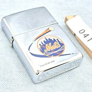 1000円～ zippo 美品 MLBメジャーリーグ ニューヨークメッツ Mets 01年製 シルバー SILVER color ジッポー オイルライター USA 041