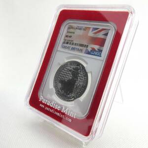 【専用保護ケース入り】 2024 イギリス 2ポンド 銀貨 ブリタニア チャールズ ユニオンジャックラベル NGC MS69 モダンコイン アンティーク