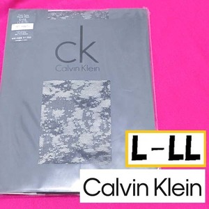 匿名★同梱歓迎【ZZ】★新品 Calvin Klein ツートーンフローラルメッシュ ストッキング パンスト L-LL 日本製 GUNZE グレー