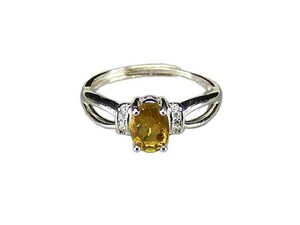 トルマリンリング天然石925銀指輪黄色系約15号リラクゼーションU0534RZaプライム