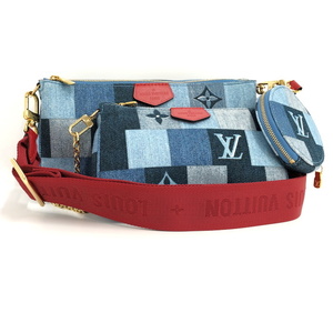 【中古】LOUIS VUITTON ミュルティ ポシェット アクセソワール 2WAYハンドバッグ モノグラム デニム ブルー系 M44990