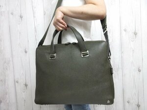 極美品 dunhill ダンヒル ビジネスバッグ ハンドバッグ ショルダーバッグ バッグ レザー×キャンバス カーキ A4収納可 2WAY メンズ 70712Y