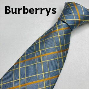 Burberrysバーバリーネクタイ　ライトブルーチェック　高級シルク100%