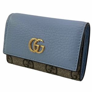 【中古】 GUCCI グッチ GGマーモント キーケース 6連 ブルー キーケース 456118 キーリング 小物 23037108 AS