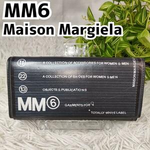 MM6 Maison Margiela 長財布 総柄 ブラック エムエム6メゾンマルジェラ 財布 黒 ロゴ 男性 メンズ ロングウォレット 女性 レディース