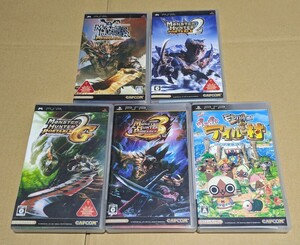 【送料無料】【PSP】 モンスターハンターポータブル 5点セット 2nd 2ndG 3rd モンハン日記 アイルー村