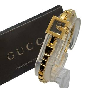 GUCCI グッチ グッチ 102 QZ シェル文字盤 スクエア レディース腕時計 ブラック文字盤 電池切れ 腕時計