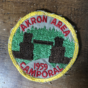 即決価格 1,500円！VINTAGE WAPPEN AKRON AREA 1959 CAMPORAL ヴィンテージワッペン 刺繍 アメリカ 