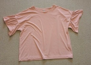 ☆　レディース　シャツ　半袖　Lサイズ　ピンク色　(古着)