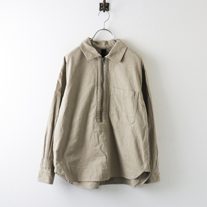 2022AW エムエイチエル マーガレットハウエル MHL WORN COTTON WOOL TWILL ハーフジッププルオーバーシャツ 2/ベージュ【2400013848855】