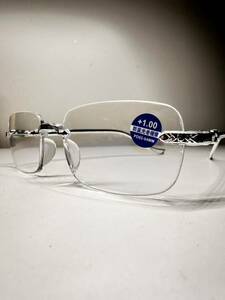 新品　未使用品　リムレス　老眼鏡＋1.0 銀色プラフレーム