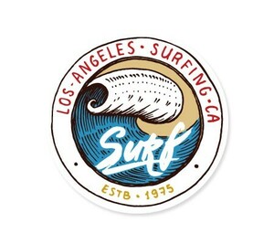 ステッカー サーフィン アメリカン 車 アウトドア スーツケース おしゃれ かっこいい レトロ バイク SURFS UP DECAL LOS ANGELES SURFING