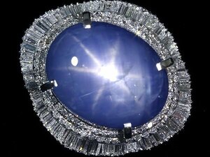 MOR11117T【1円～】新品【RK宝石】天然非加熱スターサファイア 超特大57.14ct! 極上ダイヤモンド 総計3.546ct Pt900 超高級リング ダイヤ