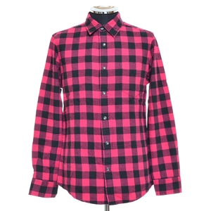 〇448554 GAP ギャップ ○チェックネルシャツ ブロックチェック 長袖 サイズS メンズ ピンク ブラック
