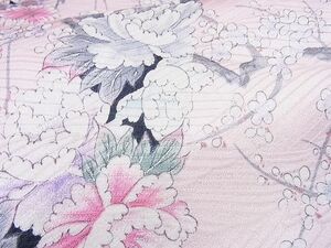 平和屋野田店■上質な小紋　手描き　菊枝梅文　暈し染め　逸品　n-gh6636