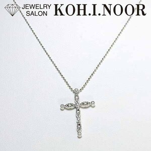 フォリフォリ ダイヤモンド 0.08ct 18金ホワイトゴールド K18WG ペンダント ネックレス クロス 十字架 ゴシック Folli Follie