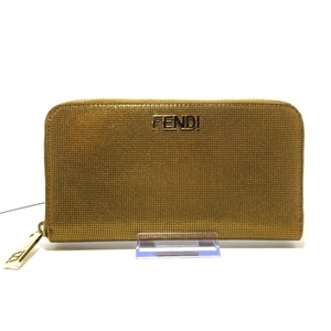 フェンディ FENDI 長財布 8M0024-DRB - レザー ゴールド ラウンドファスナー 財布