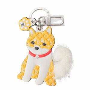 【ルイヴィトン】Louis Vuitton モノグラム LV 柴犬 キーホルダー キーリング チャーム イエロー 未使用【中古】203147