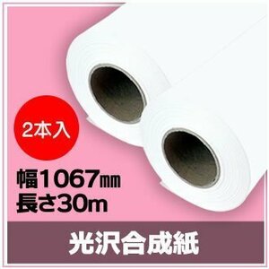 インクジェットロール紙 光沢合成紙 幅1067mm(42インチ)×長さ30m×3インチ【 2本入】（NIJ-YG） ※代引不可