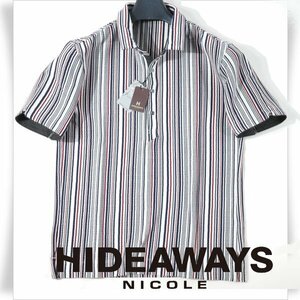 新品1円～★HIDEAWAYS NICOLE ハイダウェイ ニコル メンズ 半袖 シルケットランダムテレコポロシャツ 46 M ストライプ ◆9422◆