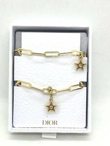 【美品】ChristianDior クリスチャンディオール CDロゴ スター 星 ブレスレット アクセサリー ゴールド系