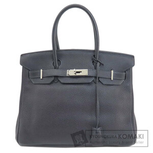 HERMES エルメス バーキン30 ネイビー シルバー金具 トートバッグ トリヨン レディース 中古