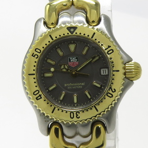 【中古】TAG HEUER セル デイト プロフェッショナル レディース 腕時計 クオーツ SS GP グレー文字盤 WG1420