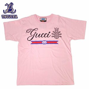 GUCCI グッチ パイナップル　Tシャツ 2022　616036 XJD21　ピンク　メンズ　#S　中古AB【辻屋質店A1831】