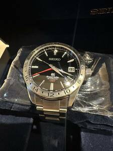 GS グランドセイコー Grand Seiko メカニカル GMT AUTOMATIC 腕時計 AT 自動巻 パワーリザーブ3日 裏スケルトン ブラック文字盤 SBGM027