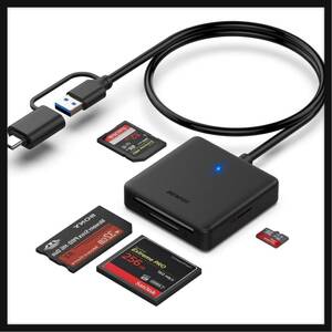 【開封のみ】BENFEI ★メモリカードリーダー, 4in1 USB-C/USB - SD/TF(Micro SD)/ MS/CFカードリーダーアダプター メモリー カードリーダー