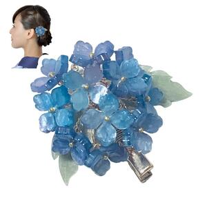 髪飾り　紫陽花　クリップ　青　和装小物　着物　浴衣　ヘアクリップ　可愛い　ブルー あじさい　花　