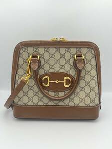 【1円〜/極美品】GUCCI グッチ 2WAYバッグ GGスプリーム ホースビット トップハンドル