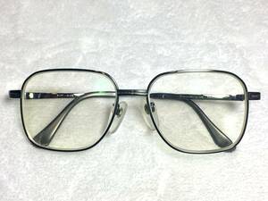 日本製 HOYA チタン 眼鏡 NL060T 54 グレー ガンメタ 中古 メタル フレーム セミオート パリ型 昭和 レトロ メンズ