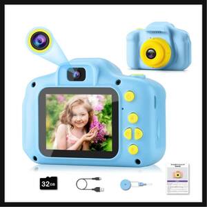 【開封のみ】Skuton★ トイカメラ キッズカメラ 子供 カメラ おもちゃ 3歳 4歳 5歳 6歳 男の子 女の子 2000万画素 1080P HD 動画 水色