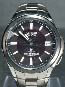 美品 CITIZEN シチズン ATTESA アテッサ エコドライブ ATD53-2841 メンズ アナログ 電波ソーラー 腕時計 デイト メタルベルト 動作確認済み