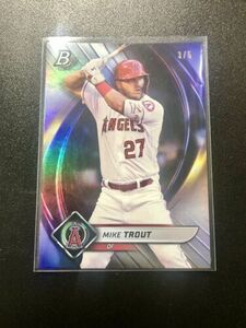 2022 Bowman Platinum MIKE TROUT Red Platinum Bar #d 3/5 SSP #90 Angels 海外 即決