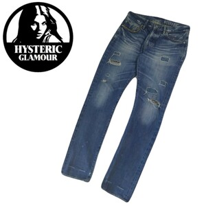 極美品 HYSTERIC GLAMOUR スタッズ デニムパンツ ジーンズ ジーパン リペア ビンテージ加工 メンズ W31 ヒステリックグラマー 2404114