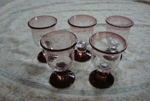 【小樽ガラス・クラックガラス】 ワイングラス　テイスティング　５個セット