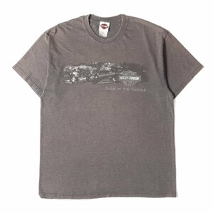 HARLEY-DAVIDSON ハーレーダビッドソン 90s エンブレムロゴ Tシャツ Hanesボディ / USA製 チャコール L 90年代 アメカジ 古着