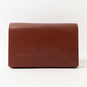 【1円スタート】GIORGIO ARMANI Valextra ジョルジオアルマーニ ヴァレクストラ クラッチバッグ セカンドバッグ ポーチ ブラウン レザー