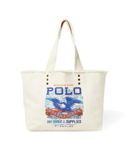 極美品【アメリカンスピリッツ讃えるグラフィック】POLO ラルフローレン 本物を知る大人にオススメするTOTE-BAG◎白頭鷲&ロゴ・プリントRRL