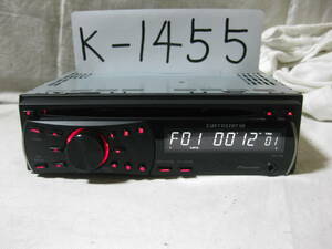 K-1455　Carrozzeria　カロッツェリア　DEH-350　MP3　フロント AUX　1Dサイズ　CDデッキ　故障品