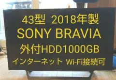 液晶テレビ Sony Bravia 43型 2018年製 録画セット